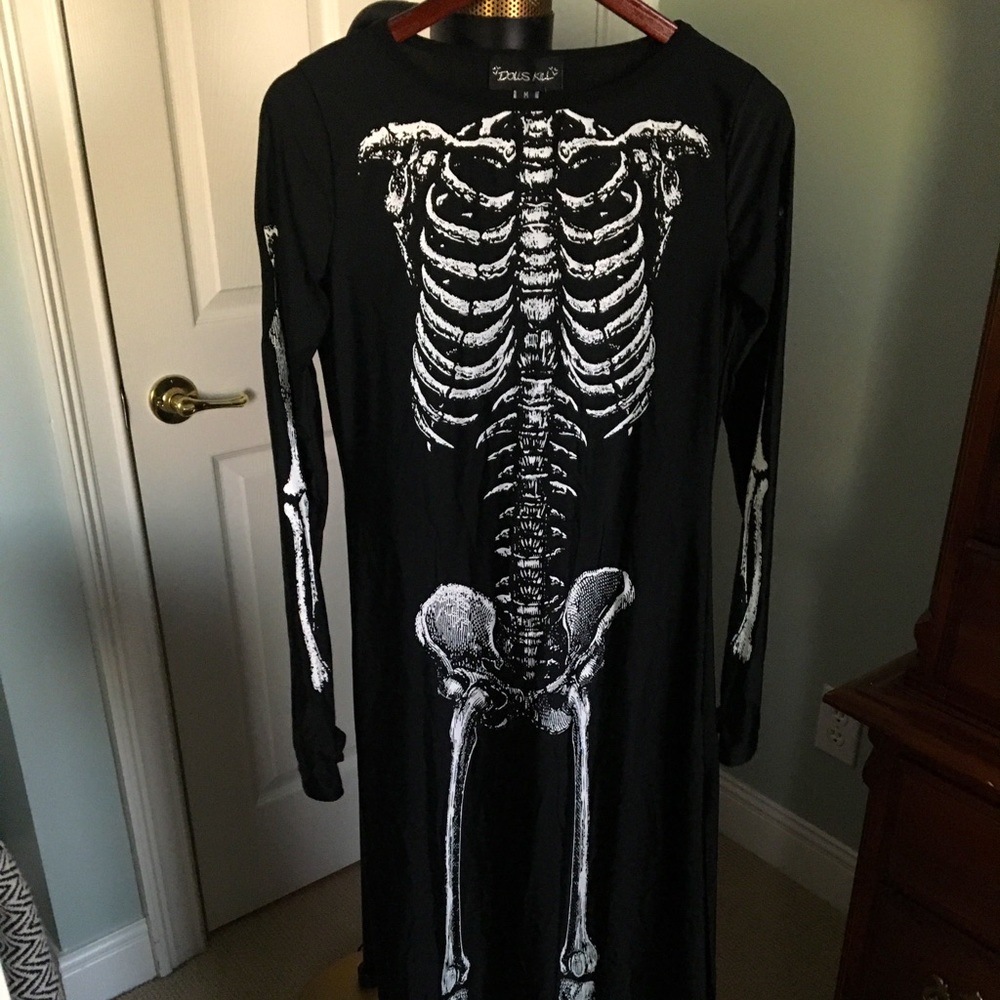 black skeleton dress